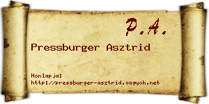 Pressburger Asztrid névjegykártya